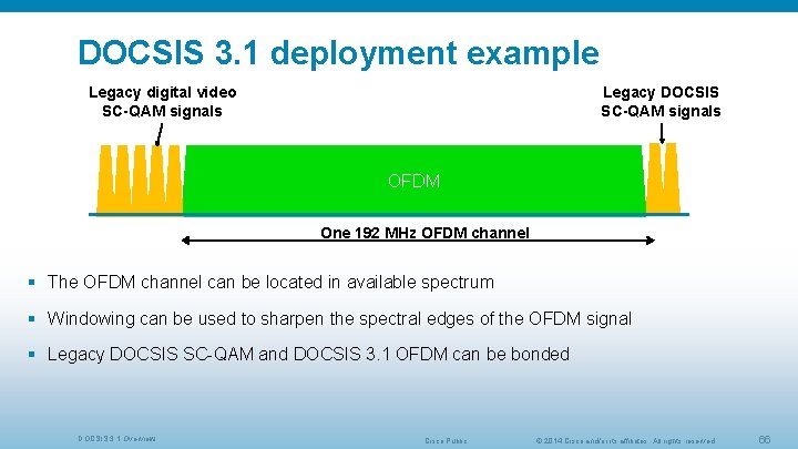 DOCSIS 3. 1 deployment example Legacy DOCSIS SC-QAM signals Legacy digital video SC-QAM signals