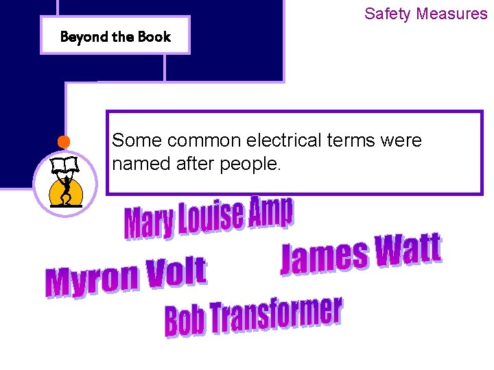 Safety Measures Beyond the Book Some common electrical terms were named after people. 