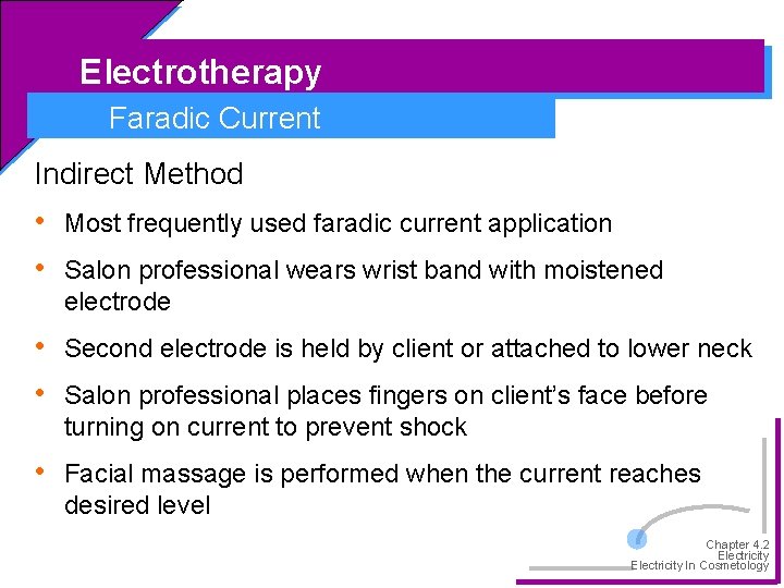 Electrotherapy Faradic Current Indirect Method • • Most frequently used faradic current application •