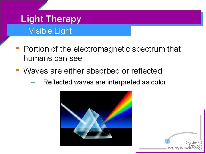 Light Therapy Visible Light • Portion of the electromagnetic spectrum that humans can see