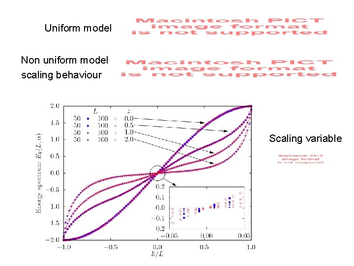 Uniform model Non uniform model scaling behaviour Scaling variable 