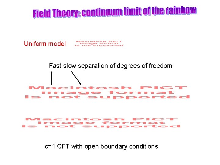 Uniform model Fast-slow separation of degrees of freedom c=1 CFT with open boundary conditions