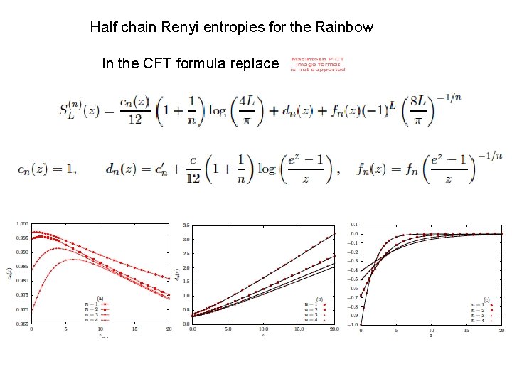 Half chain Renyi entropies for the Rainbow In the CFT formula replace 