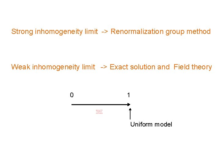 Strong inhomogeneity limit -> Renormalization group method Weak inhomogeneity limit -> Exact solution and