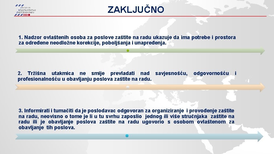 ZAKLJUČNO 1. Nadzor ovlaštenih osoba za poslove zaštite na radu ukazuje da ima potrebe