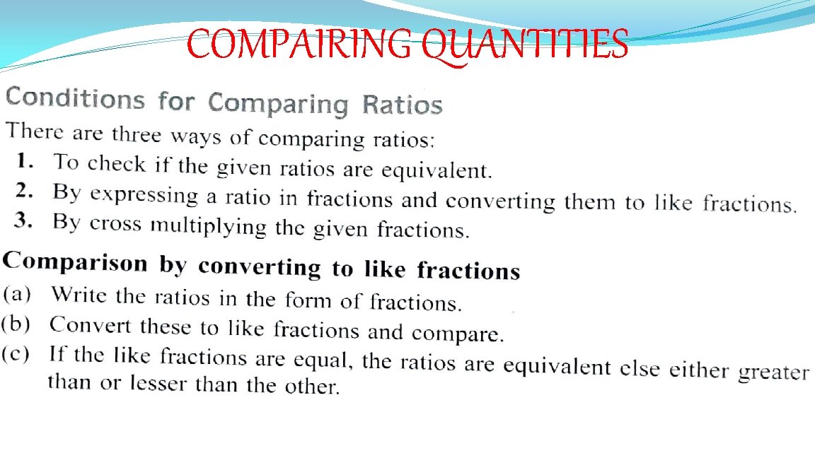 COMPAIRING QUANTITIES 