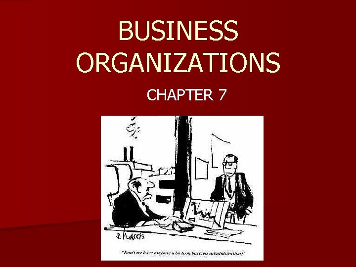 BUSINESS ORGANIZATIONS CHAPTER 7 