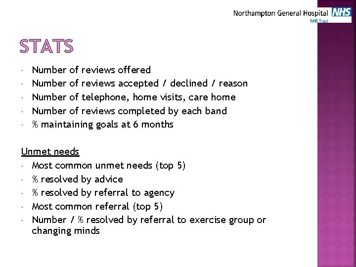 STATS Number of reviews offered Number of reviews accepted / declined / reason Number