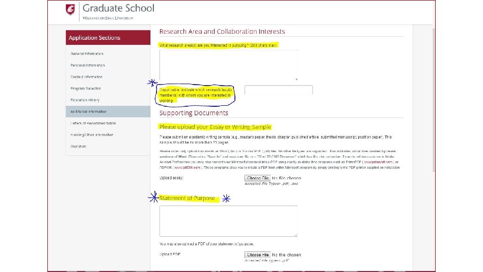 Graduate School Information Session [Place holder for Application Screen Shots] 