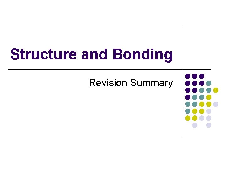 Structure and Bonding Revision Summary 