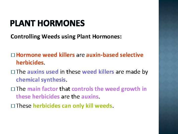 PLANT HORMONES Controlling Weeds using Plant Hormones: � Hormone weed killers are auxin-based selective