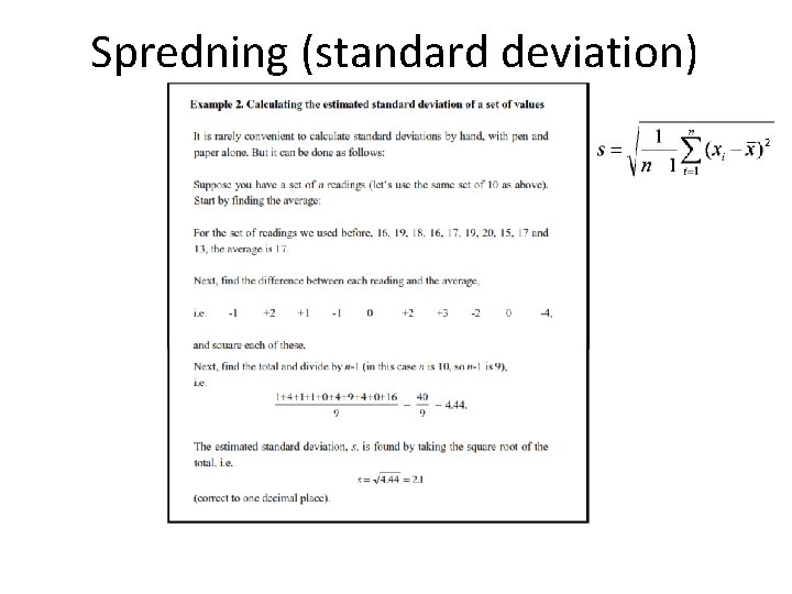 Spredning (standard deviation) 