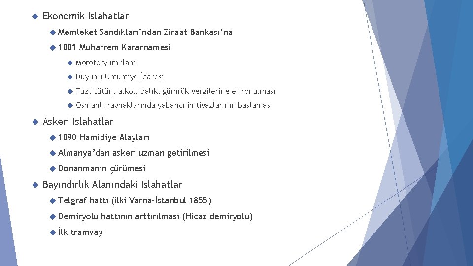 Ekonomik Islahatlar Memleket 1881 Sandıkları’ndan Ziraat Bankası’na Muharrem Kararnamesi Morotoryum ilanı Duyun-ı Umumiye Ekonomik Islahatlar Memleket 1881 Sandıkları’ndan Ziraat Bankası’na Muharrem Kararnamesi Morotoryum ilanı Duyun-ı Umumiye
