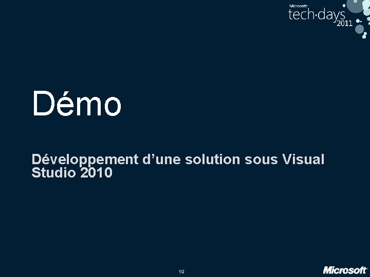 Démo Développement d’une solution sous Visual Studio 2010 19 