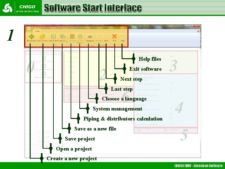 Software Start Interface 1 Help files 0 2 Exit software 3 Next step Last Software Start Interface 1 Help files 0 2 Exit software 3 Next step Last