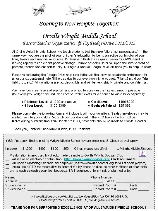 Soaring to New Heights Together Orville Wright Middle