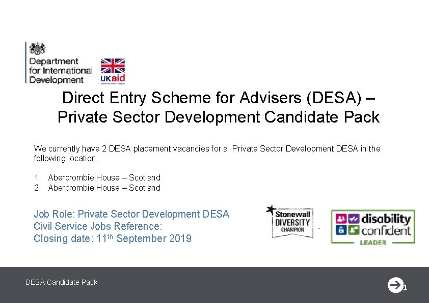 Direct Entry Scheme for Advisers DESA Private Sector