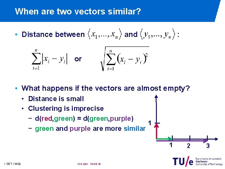 When are two vectors similar? • Distance between and : or • What happens When are two vectors similar? • Distance between and : or • What happens