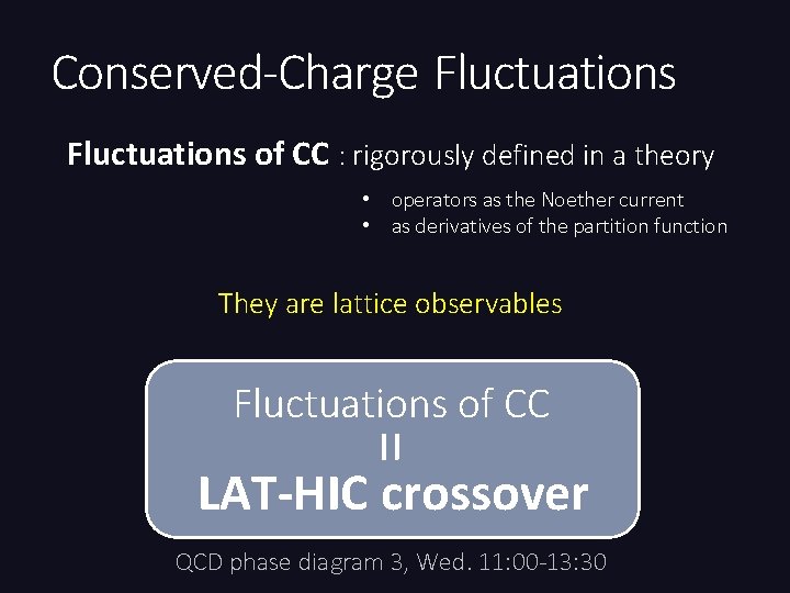 Conserved-Charge Fluctuations of CC : rigorously defined in a theory • operators as the