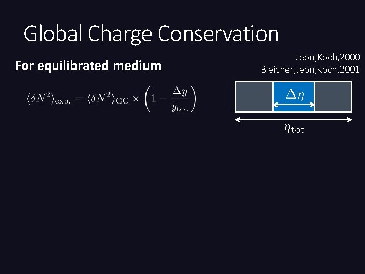 Global Charge Conservation For equilibrated medium Jeon, Koch, 2000 Bleicher, Jeon, Koch, 2001 