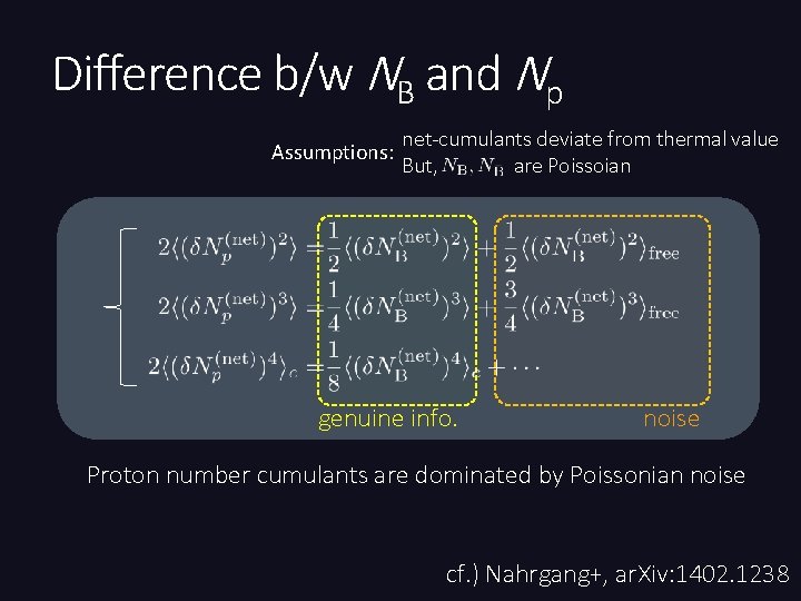 Difference b/w NB and Np Assumptions: net-cumulants deviate from thermal value But, are Poissoian