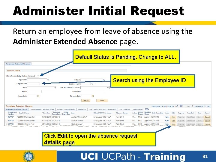Administer Initial Request Return an employee from leave of absence using the Administer Extended
