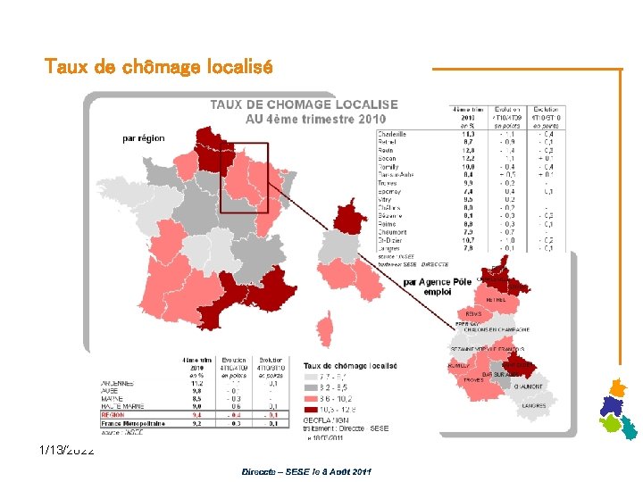 Taux de chômage localisé 1/13/2022 