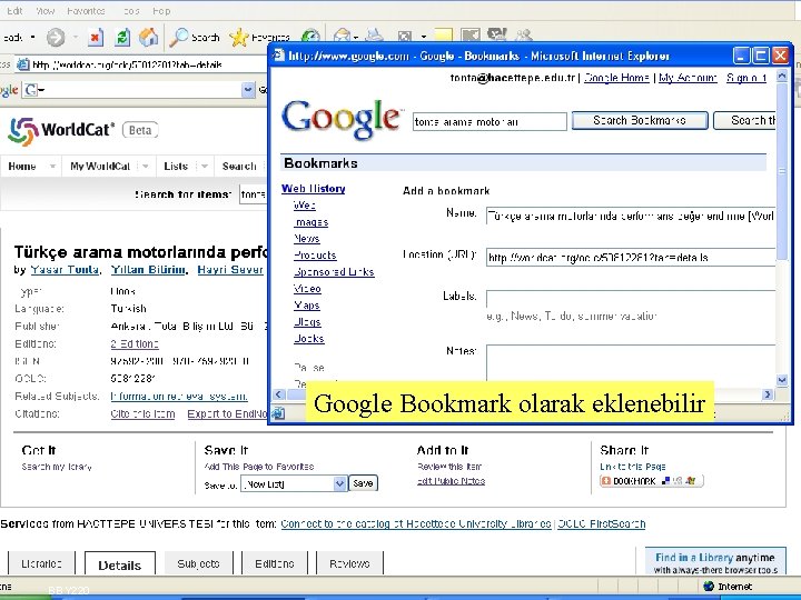 Google Bookmark olarak eklenebilir BBY 220 SLAYT 17 