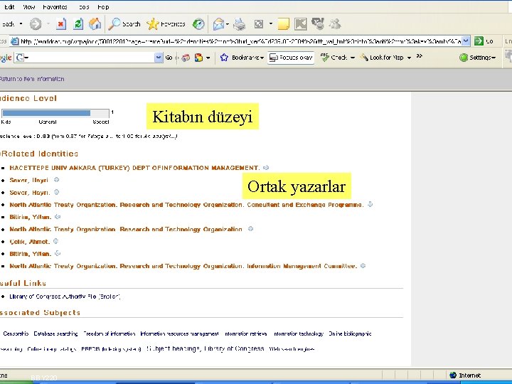 Kitabın düzeyi Ortak yazarlar BBY 220 SLAYT 25 