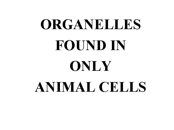 ORGANELLES FOUND IN ONLY ANIMAL CELLS 