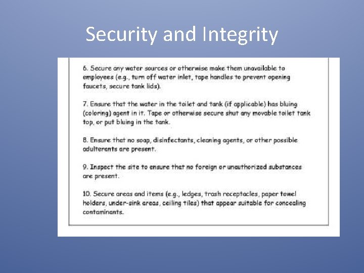 Security and Integrity 