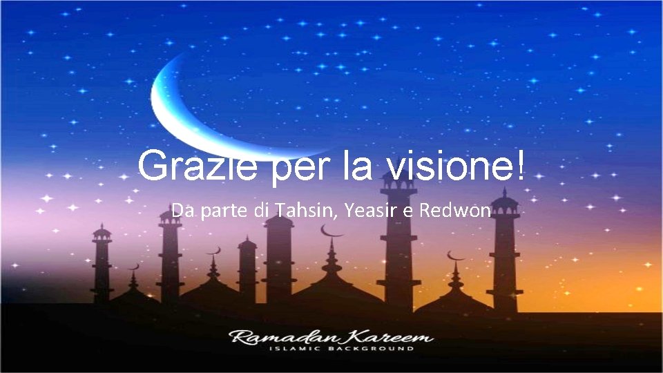 Grazie per la visione! Da parte di Tahsin, Yeasir e Redwon 