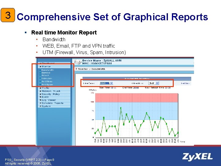 3 Comprehensive Set of Graphical Reports § Real time Monitor Report • • •