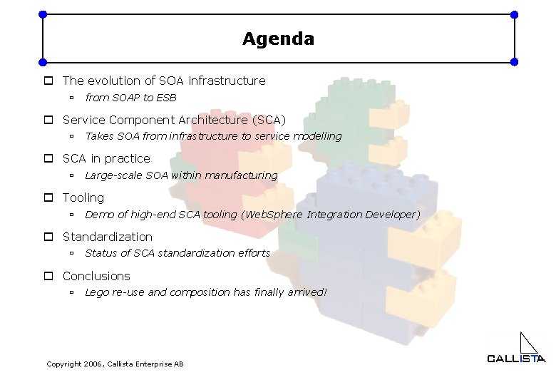 Agenda o The evolution of SOA infrastructure ù from SOAP to ESB o Service