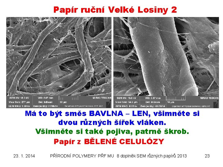 Papír ruční Velké Losiny 2 Má to být směs BAVLNA – LEN, všimněte si