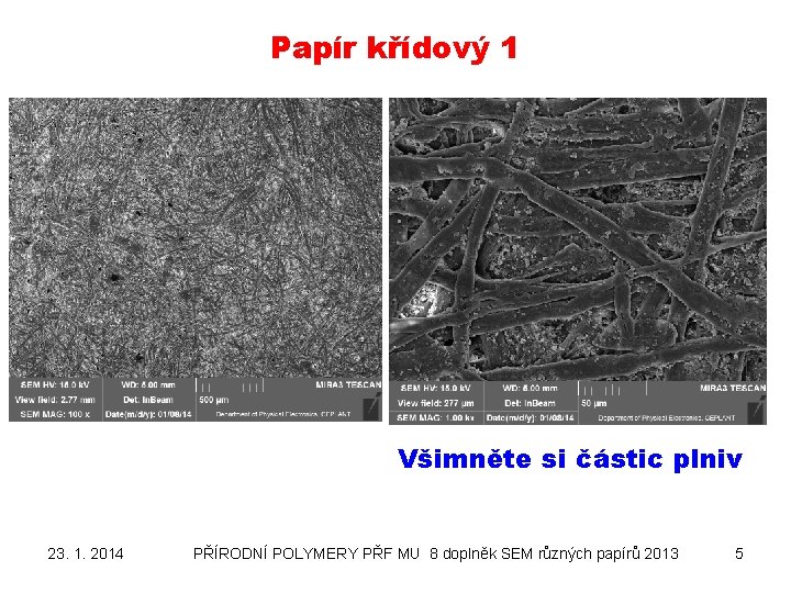 Papír křídový 1 Všimněte si částic plniv 23. 1. 2014 PŘÍRODNÍ POLYMERY PŘF MU