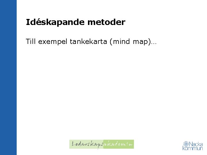 Idéskapande metoder Till exempel tankekarta (mind map)… 