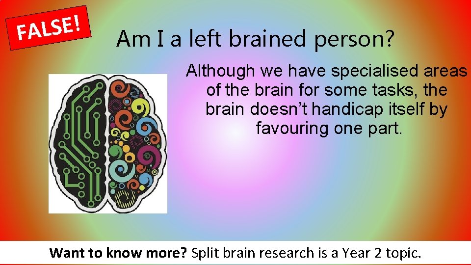 ! E S L FA Am I a left brained person? Although we have