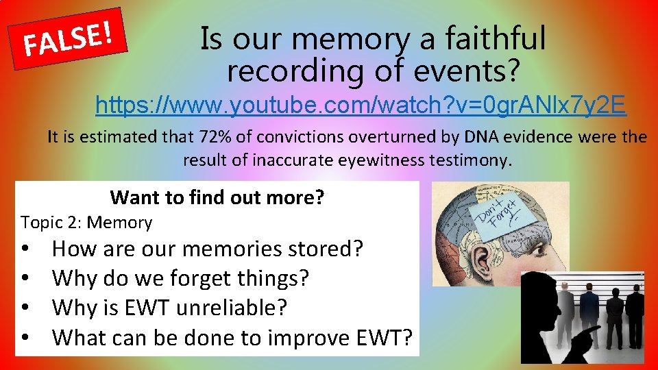 ! E S L FA Is our memory a faithful recording of events? https: