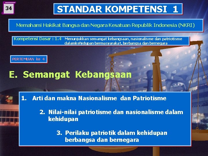 STANDAR KOMPETENSI 1 34 Memahami Hakikat Bangsa dan Negara Kesatuan Republik Indonesia (NKRI) Kompetensi