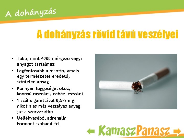 a dohányzás veszélye