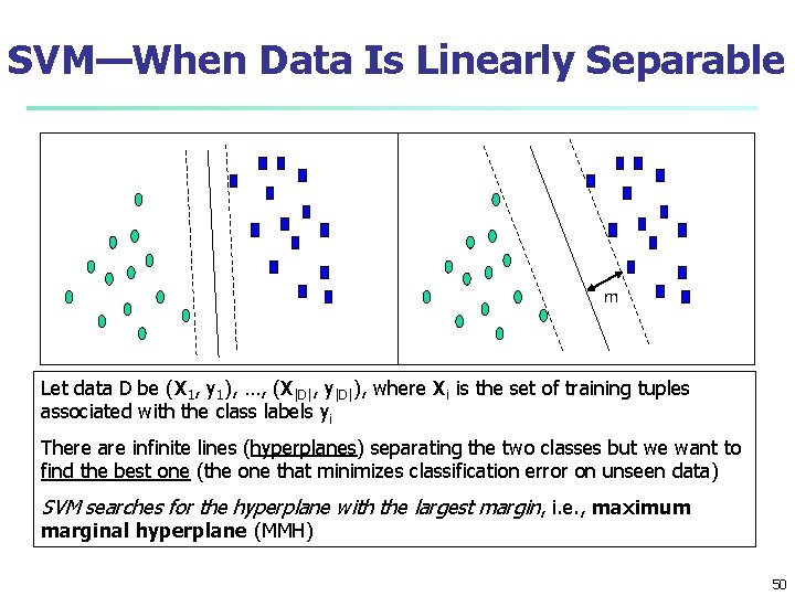 SVM—When Data Is Linearly Separable m Let data D be (X 1, y 1),