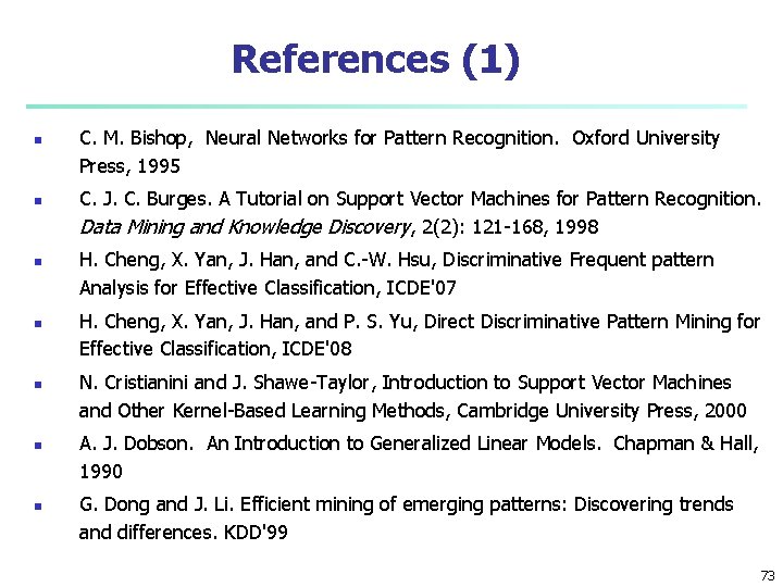 References (1) n n n n C. M. Bishop, Neural Networks for Pattern Recognition.