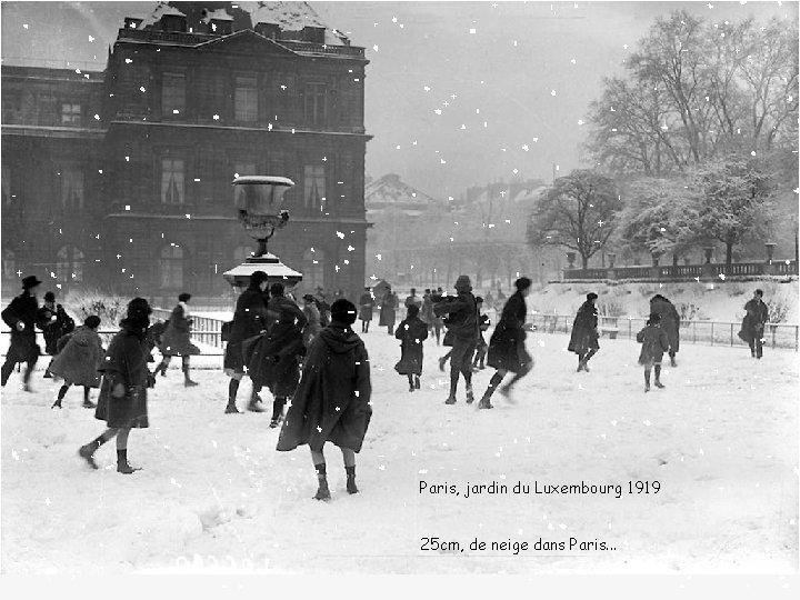 Paris, jardin du Luxembourg 1919 25 cm, de neige dans Paris. . . 
