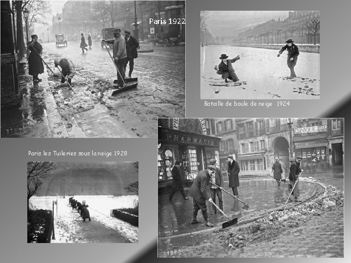 Paris 1922 Bataille de boule de neige 1924 Paris les Tuileries sous la neige