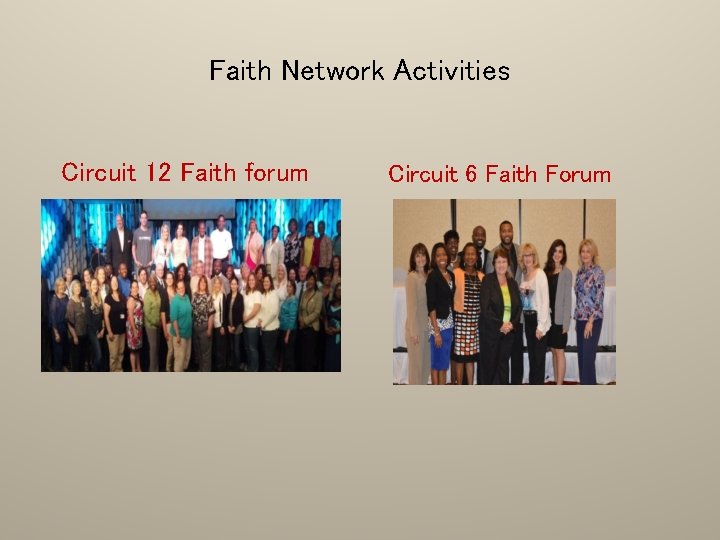 Faith Network Activities Circuit 12 Faith forum Circuit 6 Faith Forum 