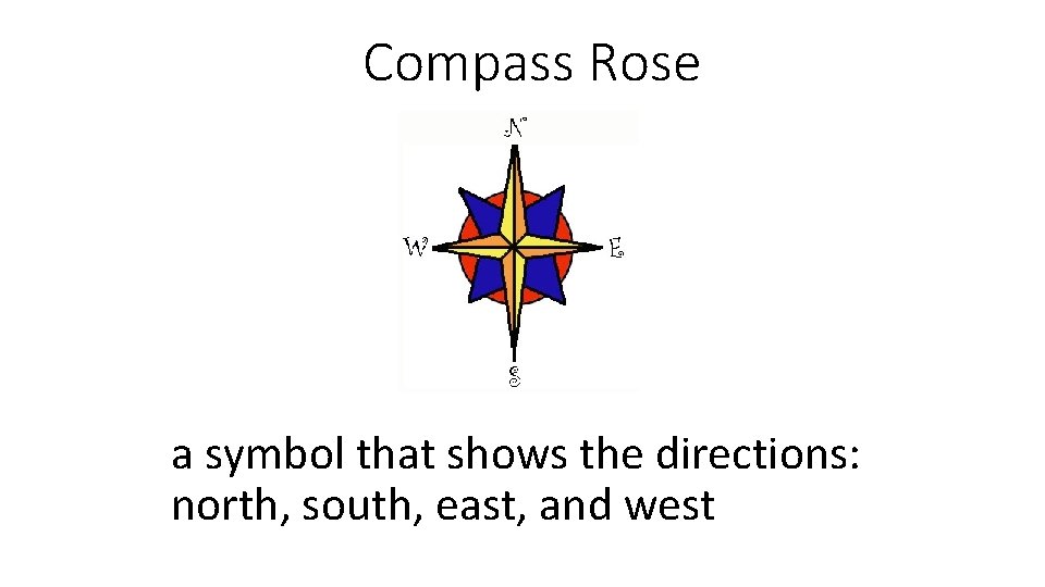 Compass Rose a symbol that shows the directions: north, south, east, and west 