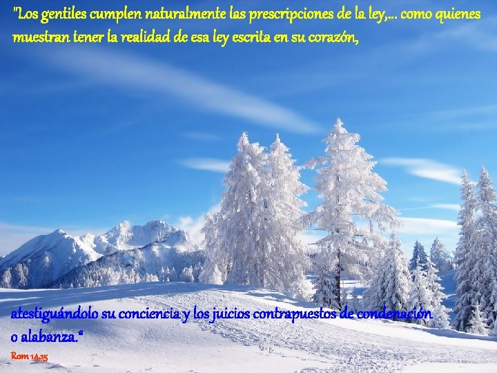 "Los gentiles cumplen naturalmente las prescripciones de la ley, . . . como quienes