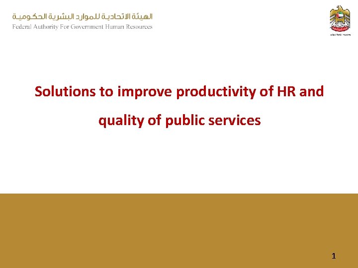 Solutions to improve productivity of HR and quality of public services 1 