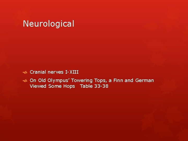 Neurological Cranial nerves I-XIII On Old Olympus’ Towering Tops, a Finn and German Viewed